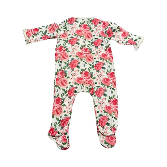 Mud Pie Pink Floral Footies with Matching Headband & Ruffle Zipper New with Tag - Picture 3 of 3